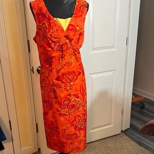 Sag Harbor Orange Floral Midi Dress